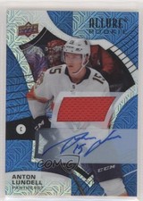 2021-22 Upper Deck Allure Rookies Blue Line Jersey 34/75 Anton Lundell Auto 2fn