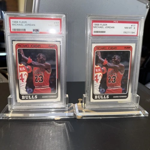 2 1988-99 Fleer Michael Jordan PSA 8 Lot #17 Beautiful Cards (should be 9’s)