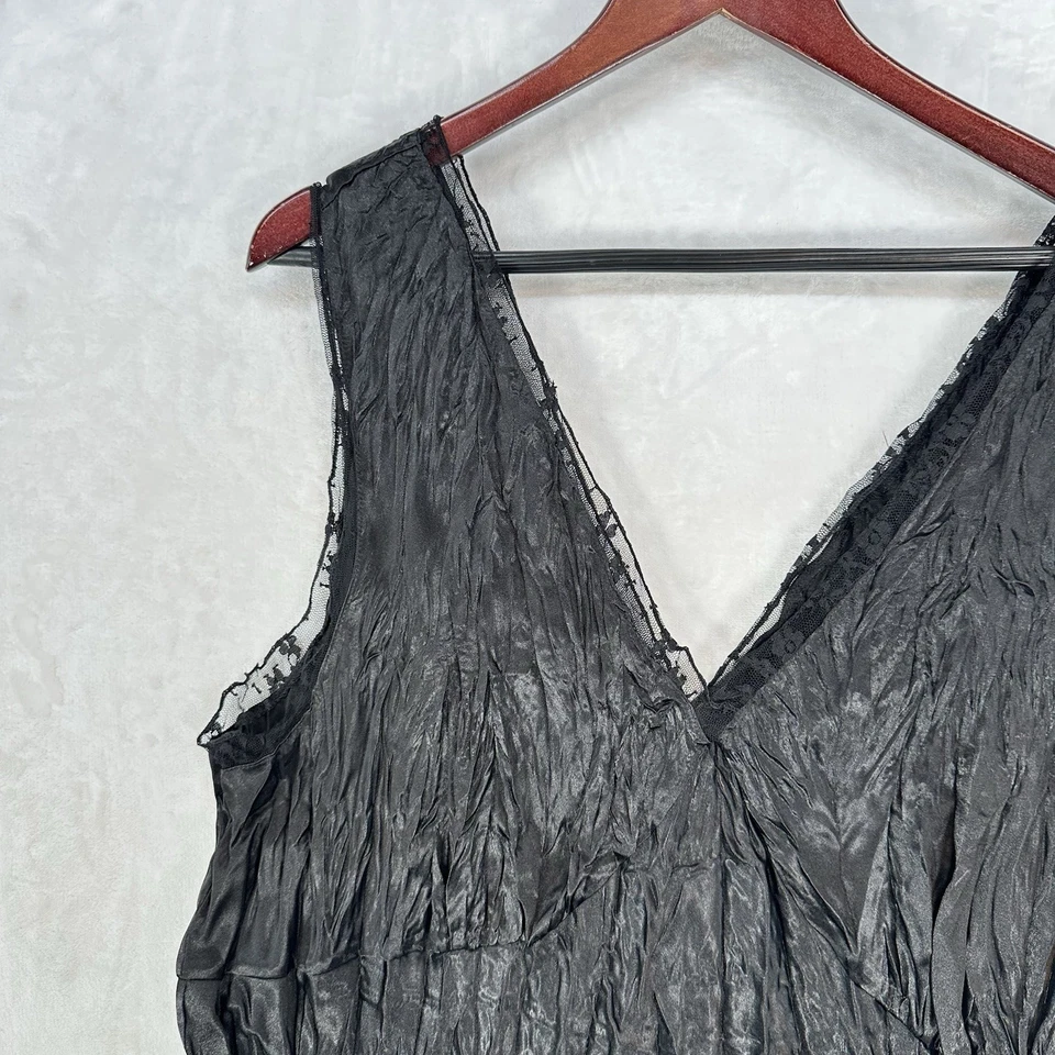 Vintage Cato Tank Top Womens 22 Black Lace Satin Babydoll Fairy Coquette 90s - Image 2 of 4