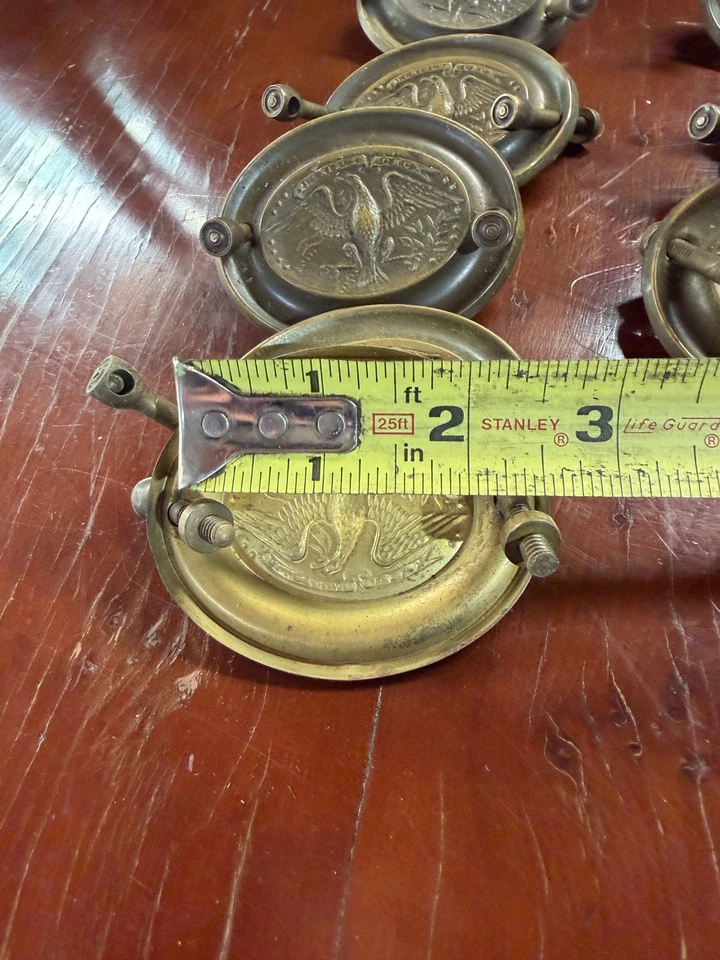 Antique eagle brass backplates parts 10 pc Hepplewhite federal parts hardware - Image 4 of 4