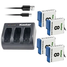 Tri Charger & 4 battery for GoPro HERO8 BLACK AJBAT-001 HERO7 HERO6 HERO5 2018
