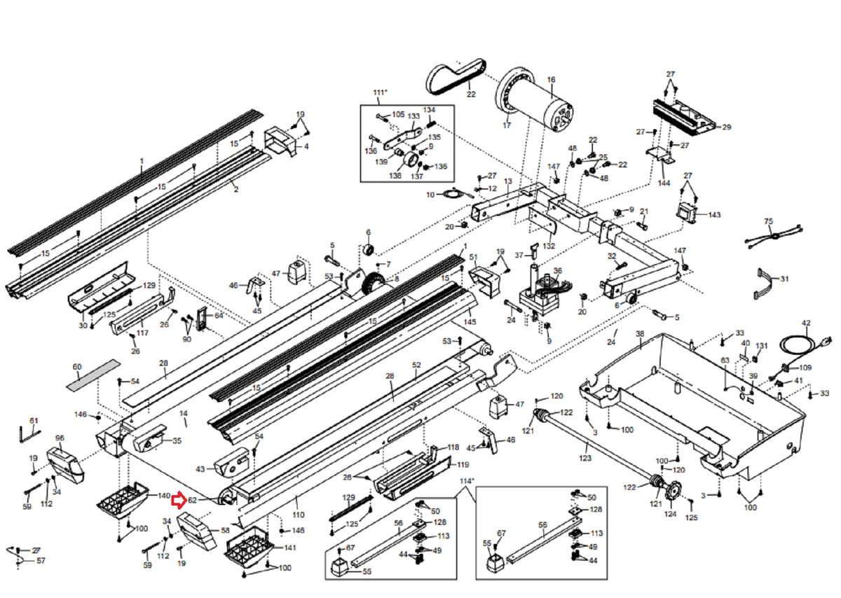 Nordictrack E 3800 E 4400 E 3500 E 3700 7600R Treadmill Rear Idler