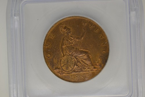 Great Britain: 1885 Penny- ICG MS-60 Details. Corroded.  - Picture 3 of 3
