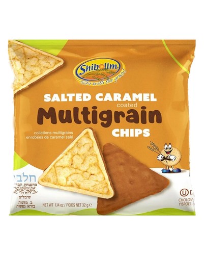 Chips de arroz multigrano cubiertas de chocolate caramelo salado Shibolim (paquete de 4) - Imagen 2 de 4