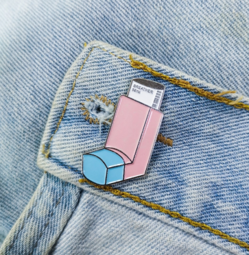 Inhaler Asthma Breather puffer enamel pin badge brooch medical doctor pink - Picture 1 of 3