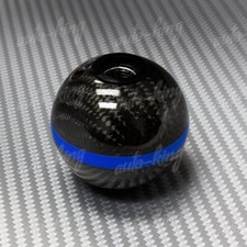 UNIVERSAL REAL CARBON FIBER BALL MANUAL MT GEAR SHIFT SHIFTER KNOB W/BLUE STRIPE