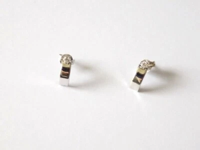 Boucles Puces Or Blanc 750 zircone - Photo 1/3