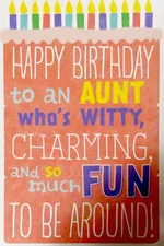 Happy Birthday Aunt Charming And Fun Glitter 5”x7” Hallmark Greeting Card