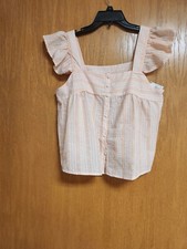 Pink Striped Seersucker Sun Top. NWT. Large. Juniors. By Blu Pepper. Cute.