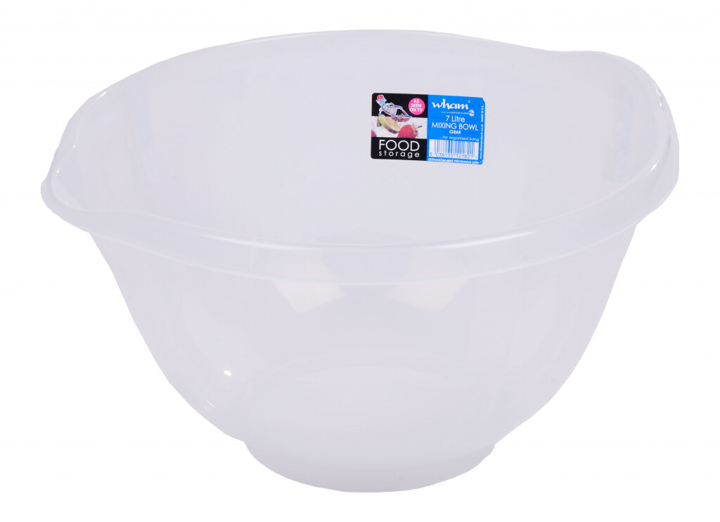 Wham Cuisine Round Mixing Bowl with Handle & Easy Pour Spout 7L - Clear