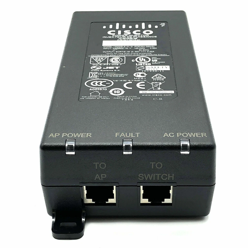 Inyector de alimentación original Cisco Meraki MA-INJ-4-US 802.3at PoE 56V OEM Foto 3 de 4