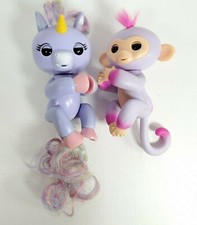 Lot of 2 WOWWEE Interactive Fingerlings, Purple Unicorn Purple Monkey Working