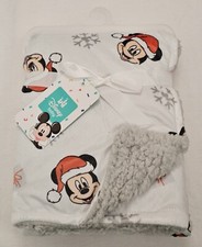 Mickey Mouse Disney Christmas Plush Baby Blanket 30x40, NEW
