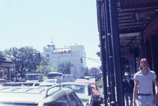 1977 Slide New Orleans Street Scene JAX Beer Building Hippie with Headband Cars