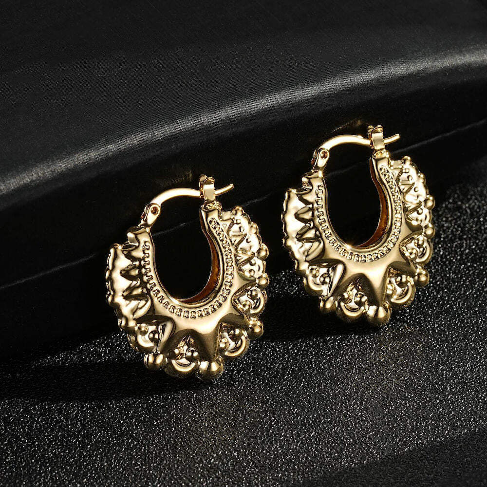 18k Gold Gypsy Hoop Earrings Premium Gold 18K GF 25mm Round Gypsy