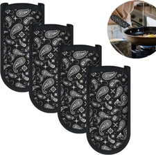 4pc Heat Resistant Cast Iron Skillet Handle Covers – Hot Pan Holders Black