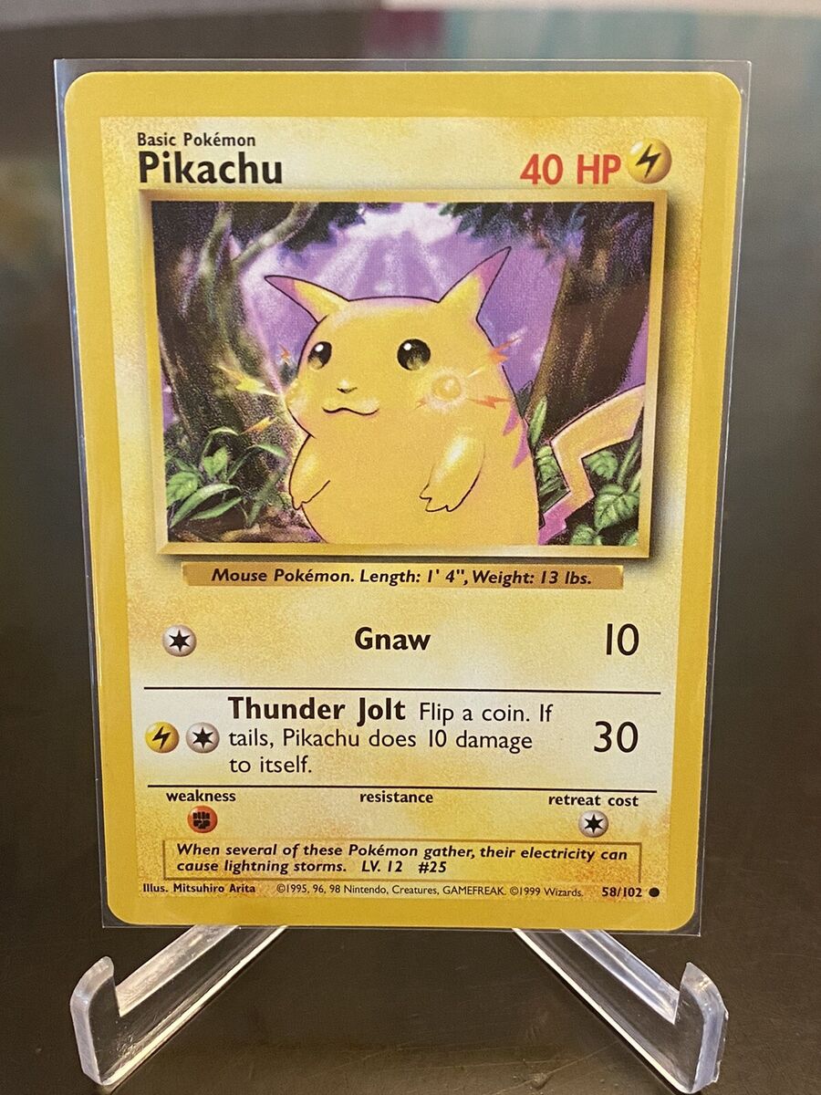 PIKACHU - Base Set - 58/102 - Pokemon Card - Unlimited Edition OG RARE!