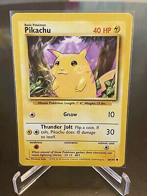 PIKACHU - Base Set - 58/102 - Pokemon Card - Unlimited Edition OG RARE