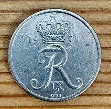 1971 10 Ore Coin, Denmark, Frederik IX (Copper-Nickel, 3.0 g, 18 mm), About F+