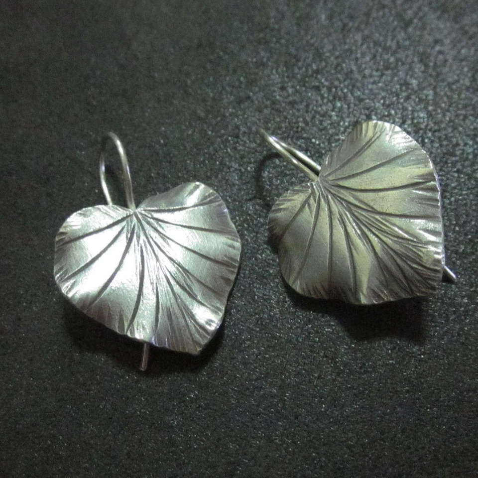 Orecchini d'argento Hill Tribe Fine Sterling Silver Earring Lucky Leaf Nature - Image 3 of 4