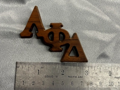 Vintage Old School Lambda Phi Delta Large Wood Pin  1 1/8'' Tall NEW