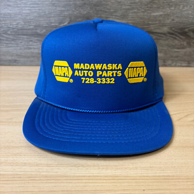 #ad #ad Vintage Napa Hat Cap Snapback Blue Trucker Madawaska Maine Auto Parts $23.16