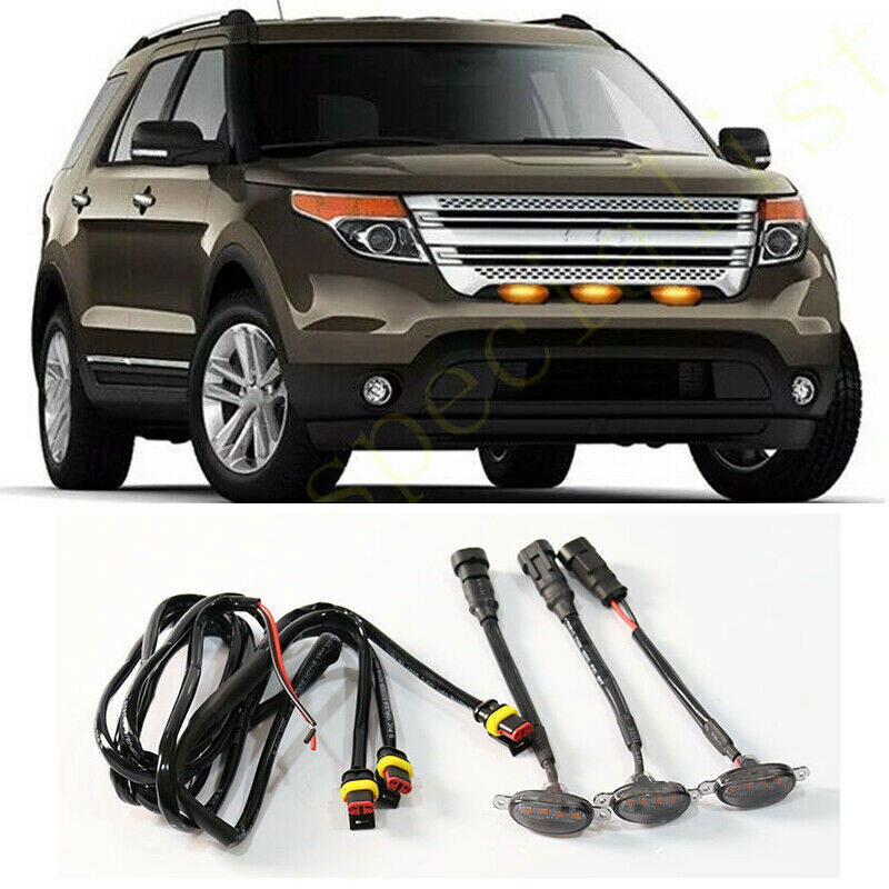3X For Ford Explorer 2011-2015 Front Grille LED Light Raptor Style