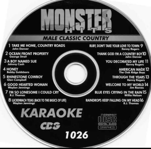 MALE CLASSIC COUNTRY KARAOKE CDG DISC MONSTER HITS MH1026 MUSIC SONGS CD+G - Afbeelding 1 van 1