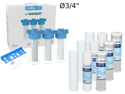 Filtro Wessper 10 "tristadio" per acqua sanitaria di pozzo