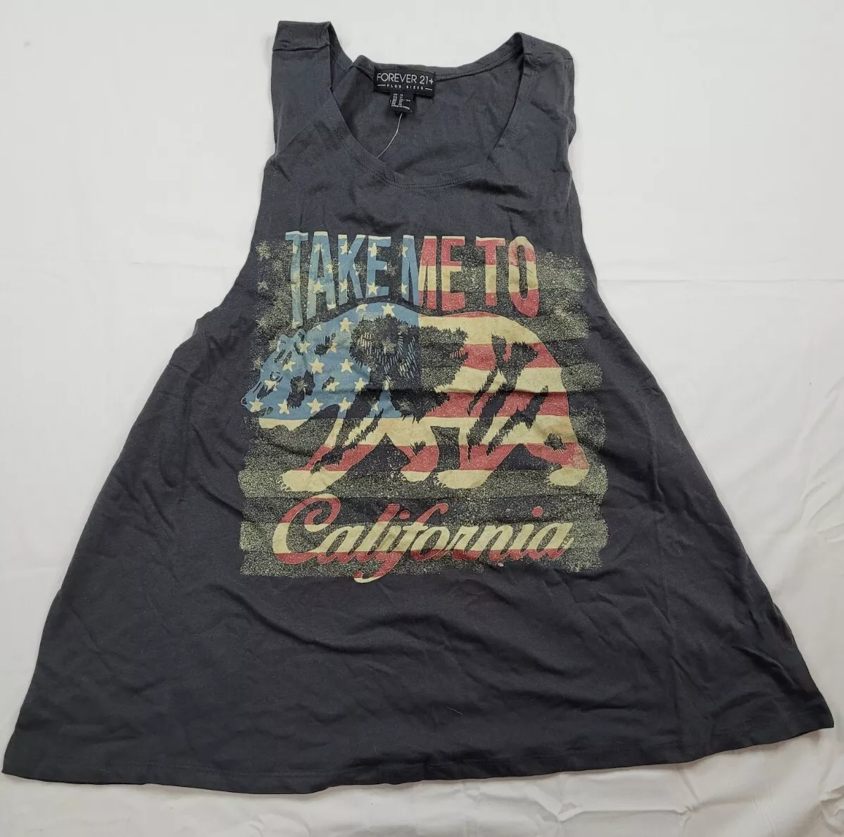 Forever 21 Tank Top Women 1X Take Me To California Bear American