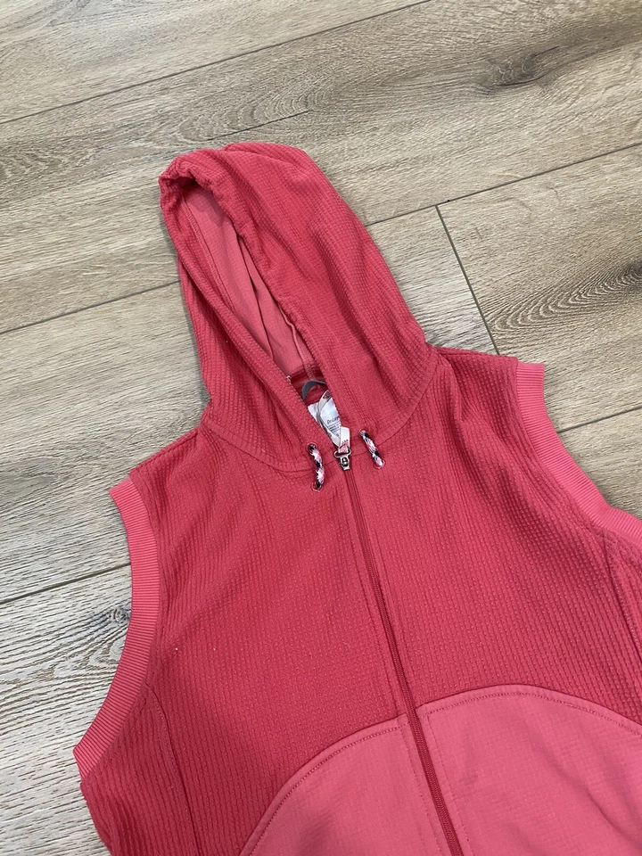 Chaleco con capucha Moving Comfort pequeño cremallera completa para mujer correr yoga Foto 2 de 4