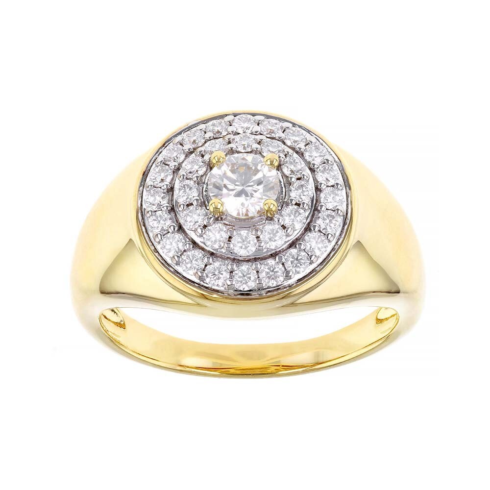 14K Two-Tone Gold Men's Ring with 2 Ct D/FL Moissanite Cluster