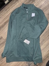 New Men's Croft  Barrow  Extra Soft Fleece Quarter-Zip Pullover Sweater Green