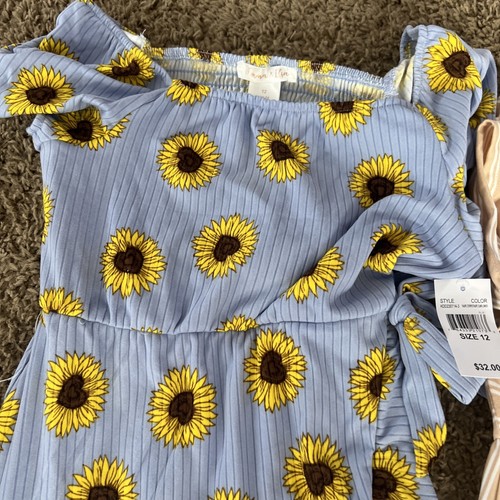 NEW NWT Emma And Elsa Girls Size 12 2 Pack Pretty Dresses Sunflowers/stripes - Picture 2 of 5