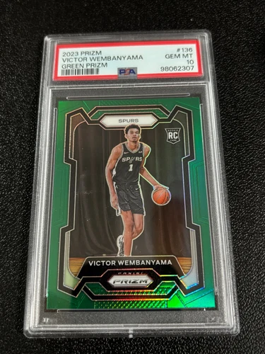 2023-24 Prizm Victor Wembanyama #136 Green PSA 10 RC Rookie