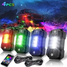 RGBW Rock Lights 4 Pods Kit Bluetooth Control Music Brake Mode for Truck ATV SUV