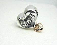 Authentic Pandora #782244C00 Love You Sister Heart Charm