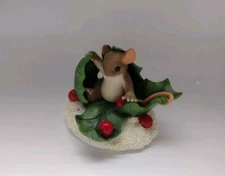 CHARMING TAILS HAPPY HOLLY DAYS FITZ & FLOYD 2007 FIGURINE