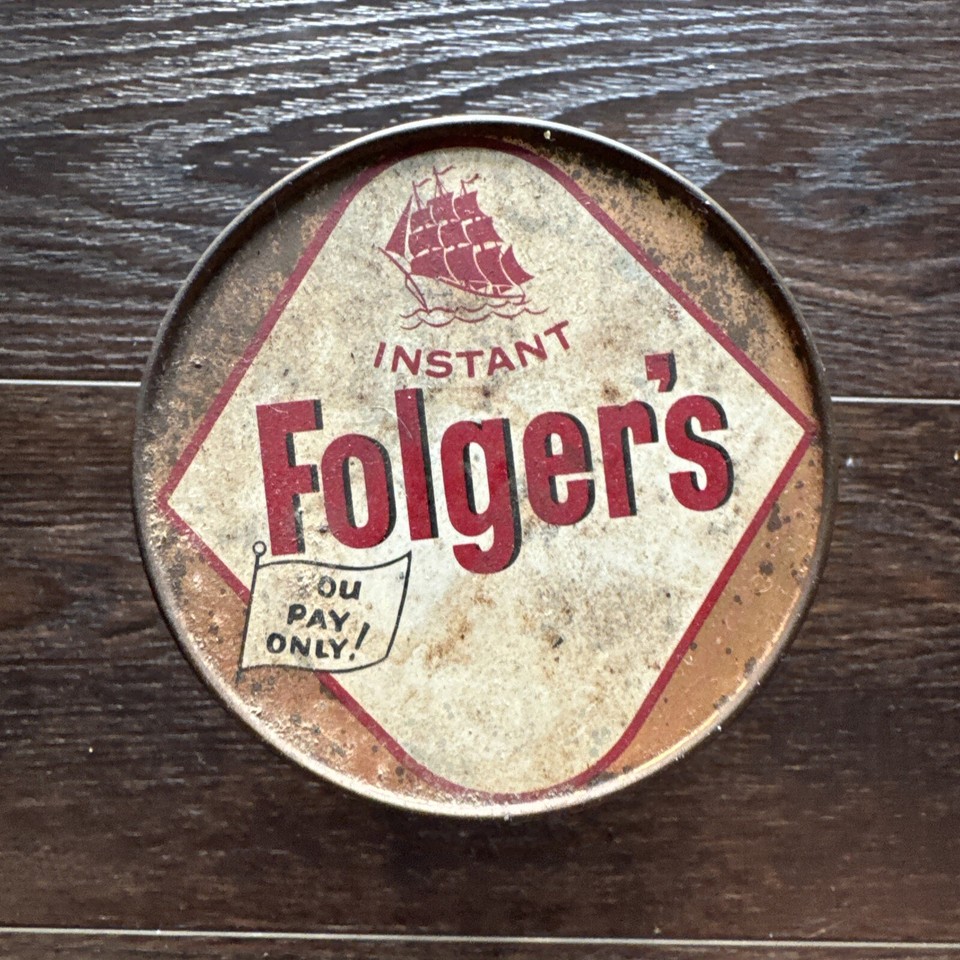 Vintage Folgers Instant Coffee Glass Jar and Lid eBay
