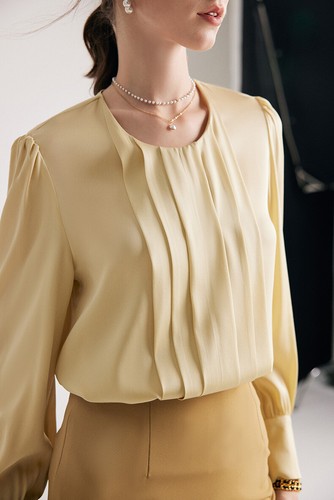 Silk Shirt Women's New Crew Neck OL Mulberry Silk Top Business Office Blouses - Picture 13 of 27