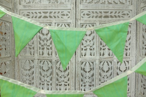 green Handmade Indian wedding Bunting Flags Garden 3 metres SKU18724 - Picture 6 of 6