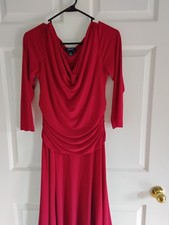 Chaps Red Dress Midlength 3/4 Sleeve
