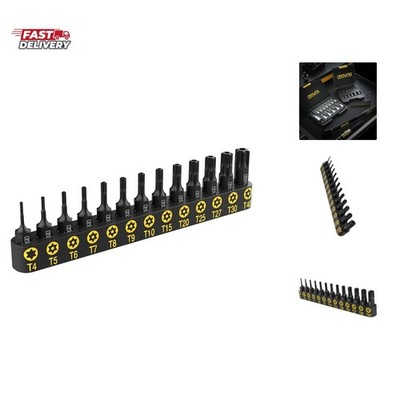 13-Piece Tamper Resistant Star Bits,  S2 Alloy Steel, T4 - T40 | Impact Grade...