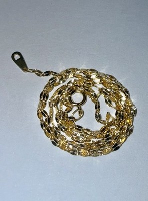 ESTATE Solid 14K Gold 1.6mm Star Link Chain Necklace 18 