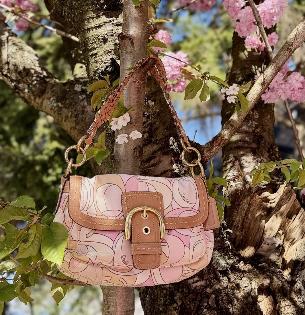 Rare COACH Soho Optic C pink 11909 + matching Silk Scarf | eBay