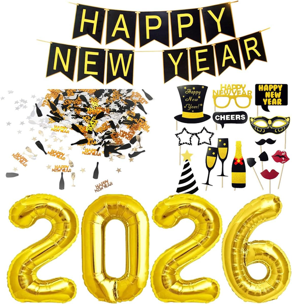 Silvester Deko 2026 Set Neujahr Silvesterdeko Happy New Year Girlande-image