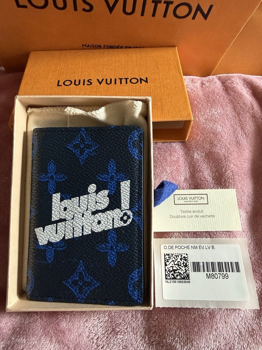 Louis Vuitton Pocket Organizer Exclamation Mark, M80799, Blue, NEW