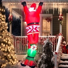8 FT Hanging Christmas Inflatables Outdoor Decoration, Blow up Climbing Santa wi