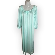 Anthony Richards Vtg Mint Aqua Green Nylon Nightgown Long Sleeve Large USA Trad