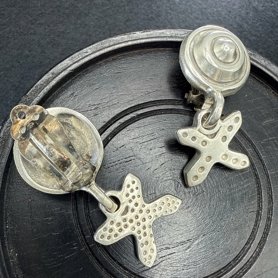 Lisa Jenks Earrings Bullseye with “X”s Dangle Clip On Sterling Silver - Image 2 of 4